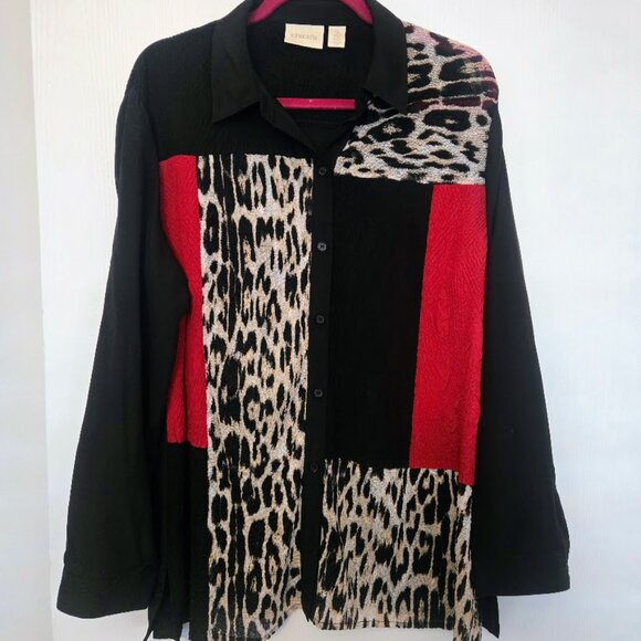 Chico's Tops - Chico's‎ bold tunic blouse top with textured panels NWOT Size 2/L